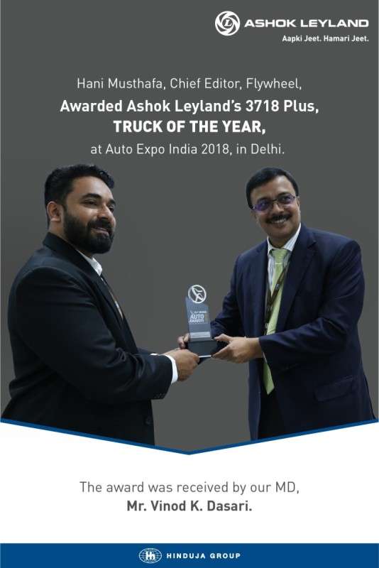 Ashok Leyland 3718 Plus HCV Awarded Truck of the Year 2018