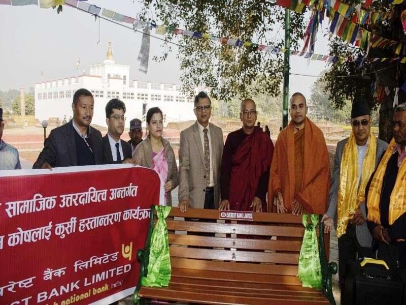 Everest Bank Installs Garden Chairs at Maya Devi Temple