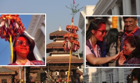Festival of Holi Formally begins with the Installation of Chir at Basantapur   