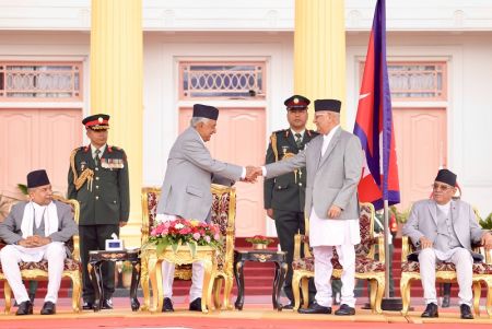 Newly-Appointed Prime Minister Oli Takes Oath of Office