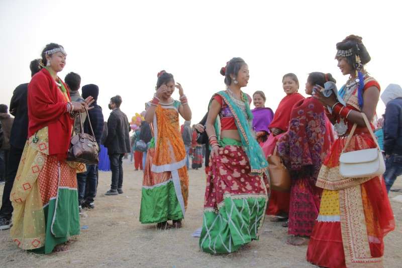 People of the Tharu community celebrating Maghi at Tundikhel in Kathmandu on Monday. Photo: Pradip Luitel/NBA