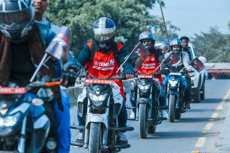 Participants of Yamaha’s FZ25 fun ride in Narayanghat. Altogether 25 FZ25 riders were present in the event where they were assigned for various group tasks like tug of war, picking the flag, arm wrestling and others. Uchit Adhikari was declared the 'Ultimate Street Fighter'. Photo: MAW Enterprises 