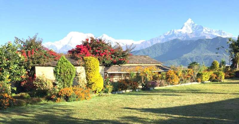 A scenic view of Annapurna Eco Village Resort in Machhapuchhre Rural Municipality-6 in Kaski district. The resort on a hill top attracts tourists for sight seeing. Photo: Surendra Poudel/NBA