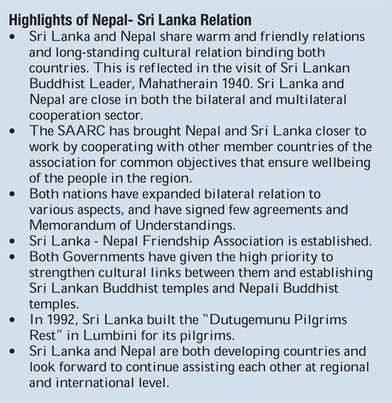 Highlights of Nepal- Sri Lanka Relation