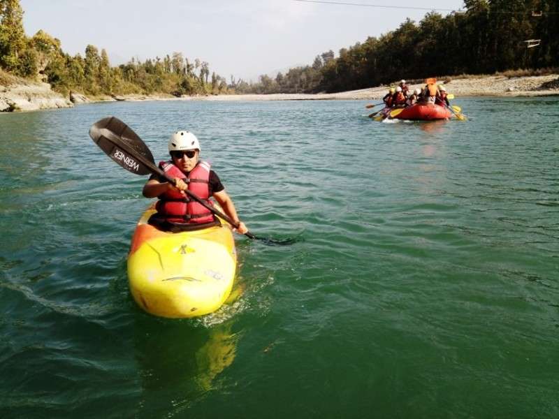 People rafting in the Bheri River in this recent photo. The number of domestic and international tourists have increased after private companies started rafting in the river with the aim of attracting tourists. Photo: NBA