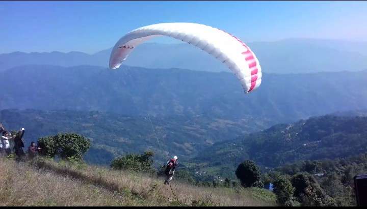 A test flight of paragliding in Ilam on Monday. Photo: NBA