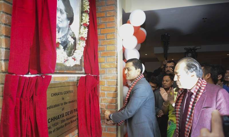 Nepal Investment Bank's Chairman Prithvi Bahadur Pande inaugurating Chaya Center shopping complex in Thamel on Tuesday. The complex is named after Prithvi Bahadur Pande's mother. Photo: Ravi Maharjan/NBA
